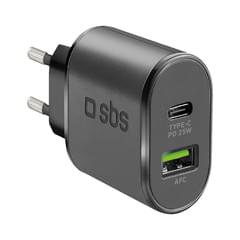 SBS Stecker-Ladegerät Dual USB/USB-C 25W